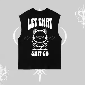 Meditasyon Yapan Kedi Baskılı Kolsuz Tshirt