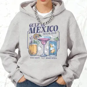 Meksika Körfezi Sosyal Kulübü Baskılar Pamuklu Kapüşonlu Üst Kadın Sportif Gevşek Kazaklar Kı