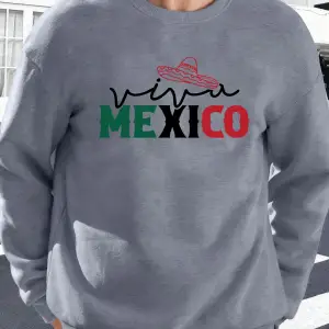 Meksika Yaratıcı Harf Baskılı Günlük Sokak Giyimi Erkek Polar Yüksek Bel Sweatshirt Spor Bisi