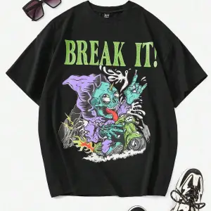 Mektup ve Kafatası Baskılı Tişört