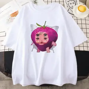 Melanie Martinez çilek sevimli grafik T shirt yeni erkek kadıns Kawaii gevşek giysiler kısa