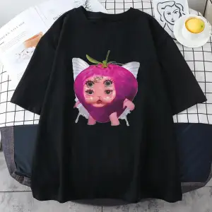 Melanie Martinez çilek sevimli grafik T shirt yeni erkek kadıns Kawaii gevşek giysiler kısa