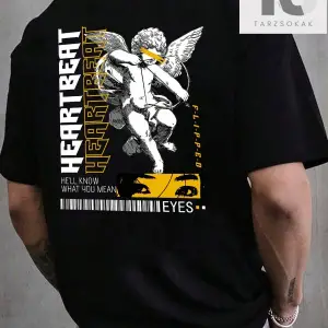 Melek ve Harf Baskılı Erkek Tişört