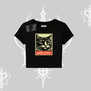 Meow Yazılı Kedi Portre Baskılı Babby Tee Tshirt