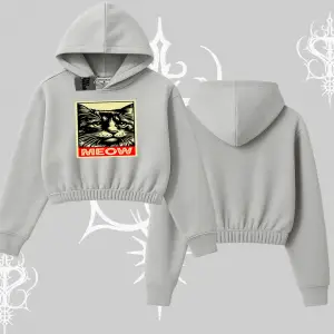 Meow Yazılı Kedi Portre Baskılı Kolsuz Tshirt