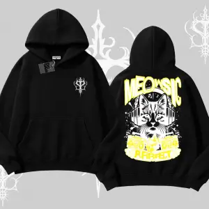 Meowsic Purrfect Kedi Arka Baskılı Kapşonlu Sweatshirt