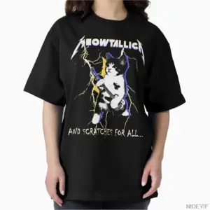 Meowtallica Komik Kedi Meme T-shirt Erkekler Kadınlar Için % 100% Pamuk T Shirt Kısa Kollu Üs