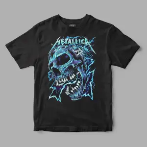 Metallica Blue Skull Baskılı Tişört