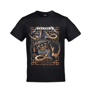 Metallica Kurukafa Yılan Baskılı Unisex Siyah