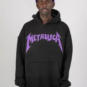 Metallica Mor Sırt Baskılı Beyaz Oversize Kapüşonlu