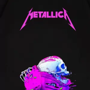 Metallica Neon Pembe Baskılı Beyaz Unisex Oversize