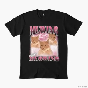 Mewing Not Meowing bruh Erkek Kadın Tişörtü %100 Pamuklu Tişörtler 3XS-3XL Üstler 1224-3