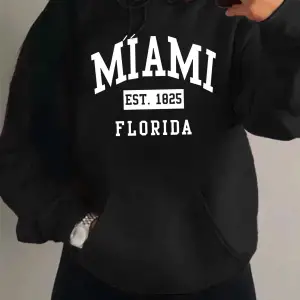Miami Est 1825 Şehir Sanat Mektup Baskılar Kadın Hoodie Cep Streetwear Harajuku Gevşek Hoody