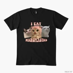 Mikro plastik yiyorum Erkekler Kadınlar için Tişört %100 Pamuklu Tişörtler Kısa Kollu Üstler
