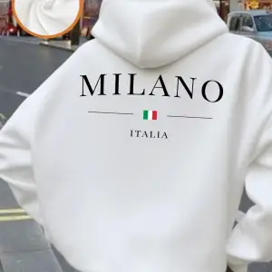 Milano İtalya Mektup Baskılı Hoodie Kadın Kış Polar Sıcak Kazaklar Temel Cep Tişörtü Rahat Ge