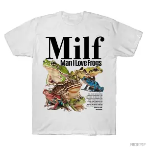 Milf Man I Love Frogs T-shirt Erkekler Kadınlar Için % 100% Pamuklu T Shirt 3XS-3XL Üstleri J
