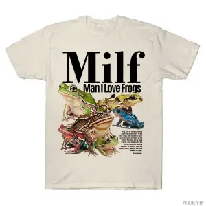 Milf Man I Love Frogs T-shirt Erkekler Kadınlar Için % 100% Pamuklu T Shirt 3XS-3XL Üstleri J