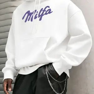 Milfa Mor Sanat Mektup Baskılar Kapüşonlular Erkekler Cep Yumuşak Giysiler Polar Gevşek Kazak