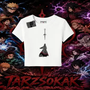 Minato Namikaze Naruto Anime Karakteri Kadın Baby Tee Beyaz