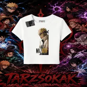 Minato Namikaze Naruto Anime Karakteri Kadın Baby Tee Beyaz