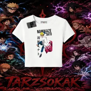 Minato Namikaze Naruto Anime Karakteri Kadın Baby Tee Beyaz