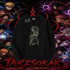 Minato Namikaze Naruto Anime Karakteri Oversize Unisex Bisiklet Yaka Sweatshirt Beyaz