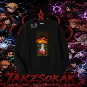 Minato Namikaze Naruto Anime Karakteri Oversize Unisex Bisiklet Yaka Sweatshirt Beyaz
