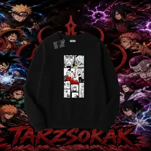 Minato Namikaze Naruto Anime Karakteri Oversize Unisex Bisiklet Yaka Sweatshirt Beyaz