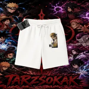 Minato Namikaze Naruto Anime Karakteri Unisex Şort Beyaz