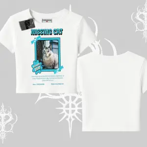 Missing Cat Baskılı Babby Tee Tshirt