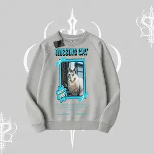 Missing Cat Baskılı Biskilet Sweatshirt