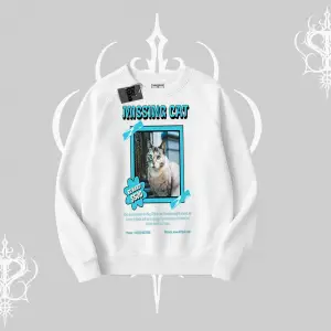 Missing Cat Baskılı Biskilet Sweatshirt