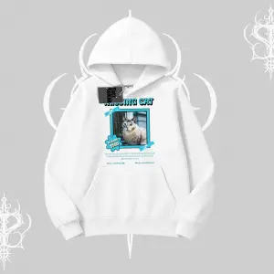 Missing Cat Baskılı Kapşonlu Sweatshirt