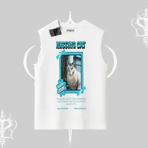 Missing Cat Baskılı Kolsuz Tshirt