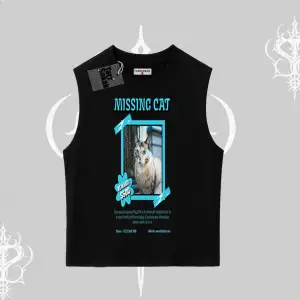 Missing Cat Baskılı Kolsuz Tshirt