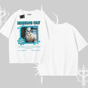 Missing Cat Baskılı Oversize Tshirt
