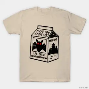 Missing Mothman Süt Kartonu Erkek Kadın Tişörtü %100 Pamuklu Tişörtler Kısa Kollu Üstler 0105