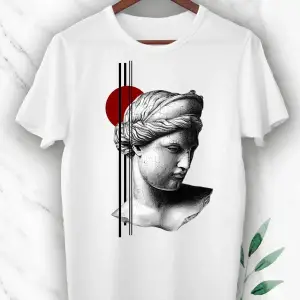 Mitoloji Baş Tanrıça Hera Baskılı Beyaz Unısex Tişört