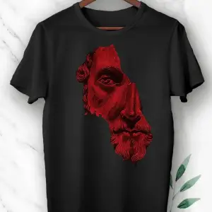 Mitoloji Filozof Marcus Aurelius Heykel Baskılı Siyah Unısex Tişört