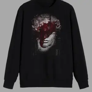 Mitoloji Renkli Heykel Baskılı Siyah Sweatshirt