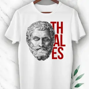 Mitoloji Yedi Bilgenin Ilki Matematikçi Thales Baskılı Beyaz Unısex Tişört