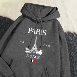 Moda bayan Hoodies Paris fransa eyfel kulesi baskı kazak cep yumuşak sıcak nefes kazak sonbah