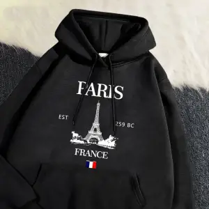 Moda bayan Hoodies Paris fransa eyfel kulesi baskı kazak cep yumuşak sıcak nefes kazak sonbah