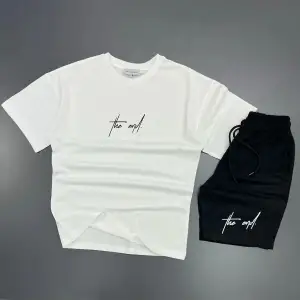 MODARİCH The End Beyaz T-shirt Siyah Penye Şort - Şort Tişört Alt Üst Takım Baskılı Oversize