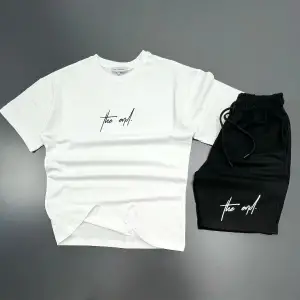 MODARİCH The End Beyaz T-shirt Siyah Penye Şort - Şort Tişört Alt Üst Takım Baskılı Oversize