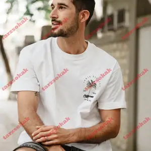 Model 3272 Erkek Yazlık Yuvarlak Yaka Kısa Kollu Günlük Tişört, Yaz