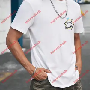 Model 3291 Erkek Yazlık Yuvarlak Yaka Kısa Kollu Günlük Tişört, Yaz