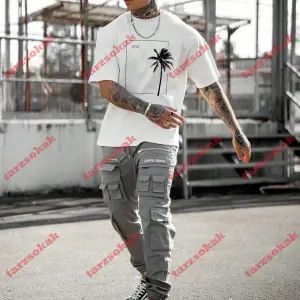 Model 3293 Erkek Yazlık Yuvarlak Yaka Kısa Kollu Günlük Tişört, Yaz