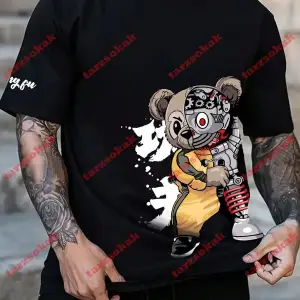 Model 3351 Erkek Yazlık Yuvarlak Yaka Kısa Kollu Günlük Tişört, Yaz