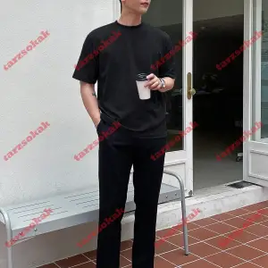 Model 3499 Erkek Yazlık Yuvarlak Yaka Kısa Kollu Günlük Tişört, Yaz